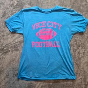 Battle Vice City Football Shirt Mens M Blue Pink Graphic Tee T-Shirt Sports